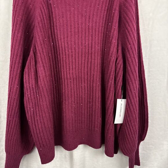 Liz Claiborne Sparkle Ribbed Sweater Royal Magenta Pink Size 3X Original $59 NWT - Picture 2 of 7